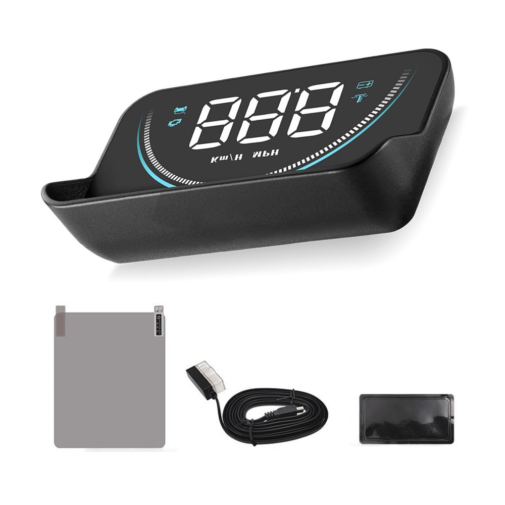 Car HUD Display OBD2 Connected Speed RPM Temp Voltage Mileage Monitor with Alarm