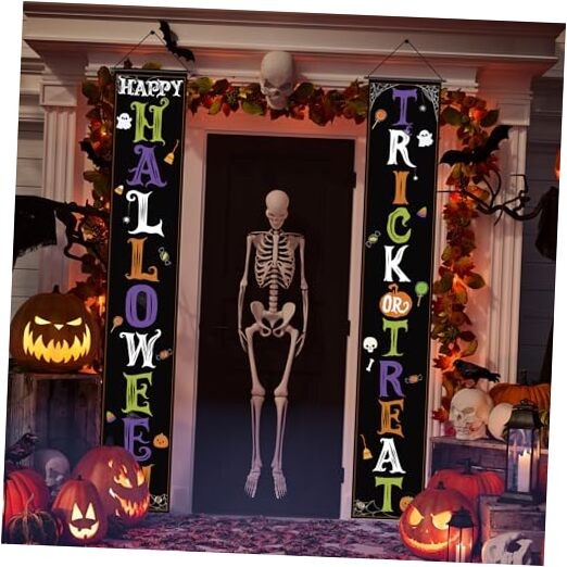 Halloween Decorations - Trick or Treat Porch Banner for Multicolor Black