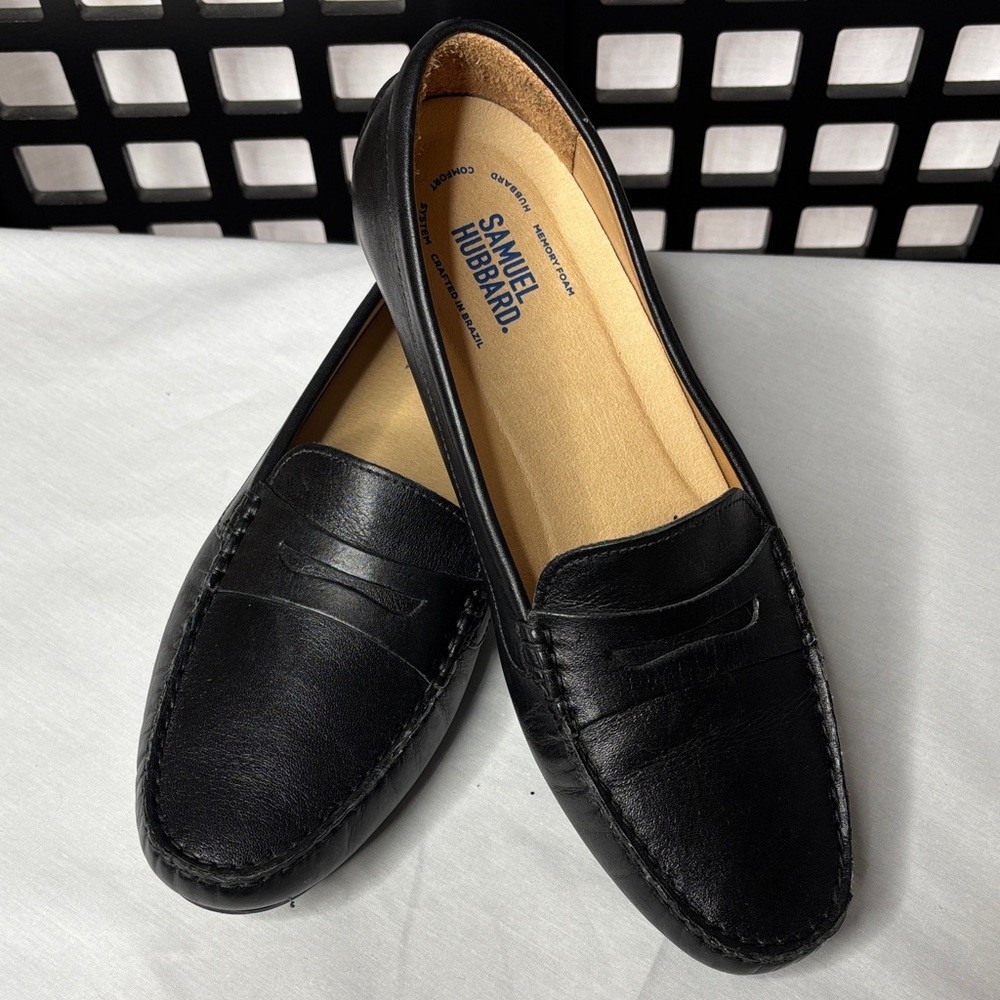 🖤 Samuel Hubbard Women's Black Leather Loafers Size 10 NWOT Comfort Chic 🖤