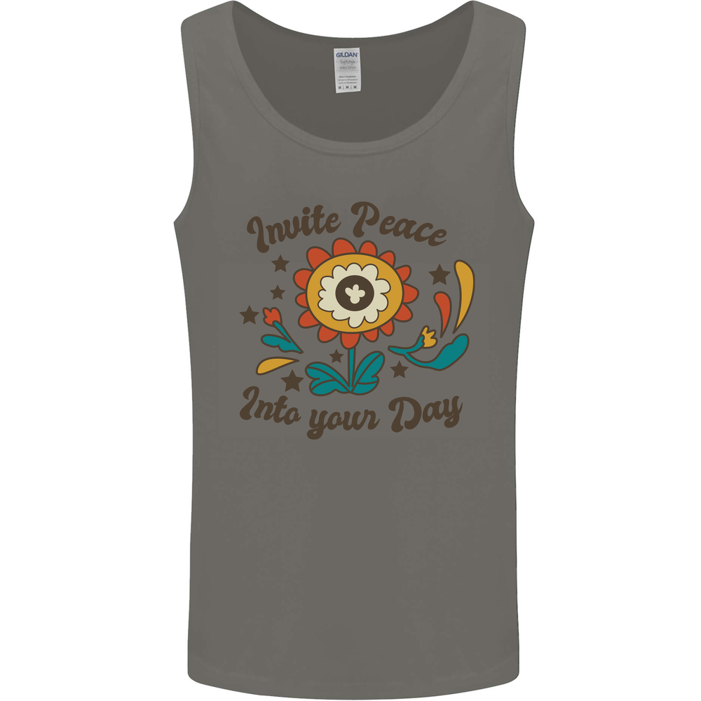 Invite Peace Into Your Day Hippy Love 60s Mens Vest Tank Top