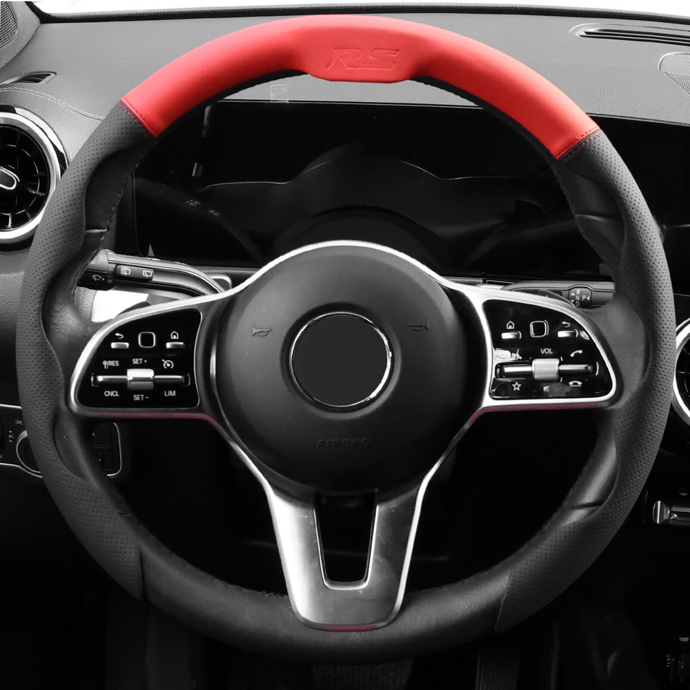 Steering Wheel Cover Leather Breathable Non-Slip Accessories For Mercedes-Benz