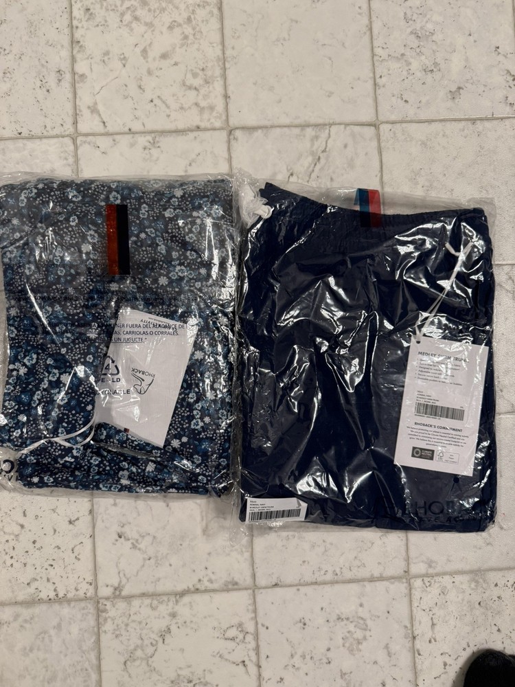 Rhoback Men's Lined  Gym Pool Swim Trunks Shorts Size XXL Blue Drawstrings Lot