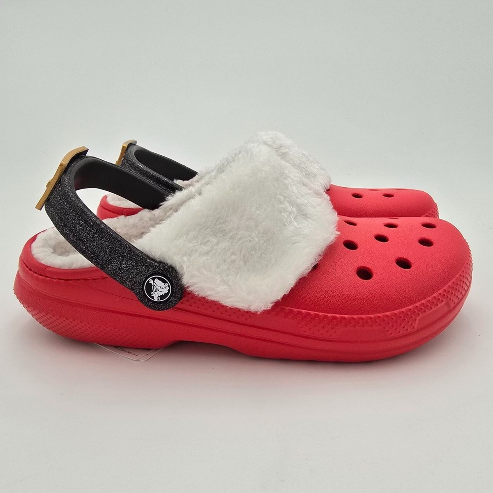 Crocs Classic Lined Santa Clogs for Men’s 7 Women’s 9 Red Christmas Holiday Slip-On Comfort Shoes