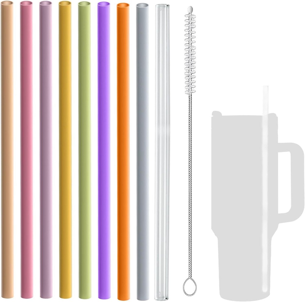 Silicone Straw Replacement for Stanley 40 oz 30 oz Cup 9 Pack Reusable Long R...