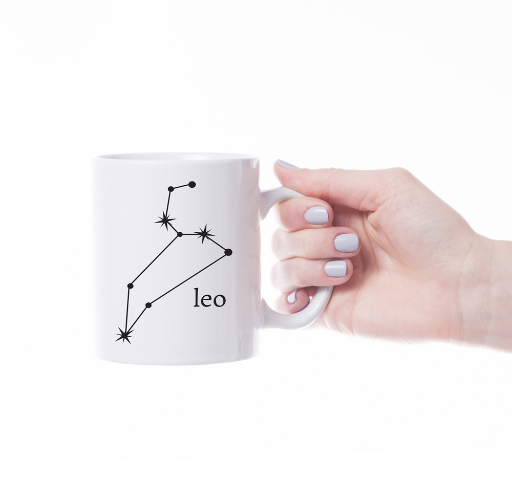 Custom Leo Ceramic Coffee Mug Leo Star Sign Mug Celestial Constellation Coffee