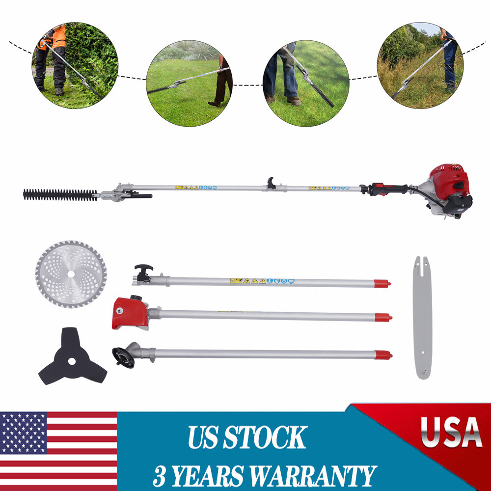 51.7CC Gas Pole Saw Brush Cutter Hedge Trimmer for Tree Weed Garden Work  