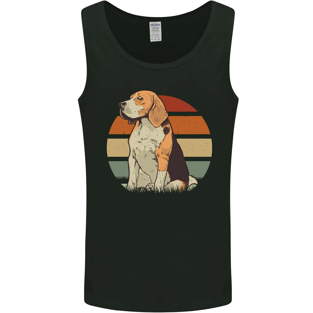 Beagle Retro Sunset Graphic Mens Sleeveless Vest Tank Top  