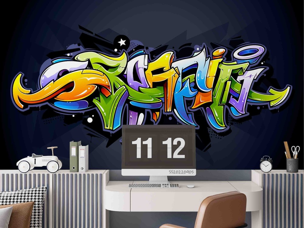3D Abstract Colorful Artistic Graffiti Wall Murals Wallpaper Murals Wall Sticker