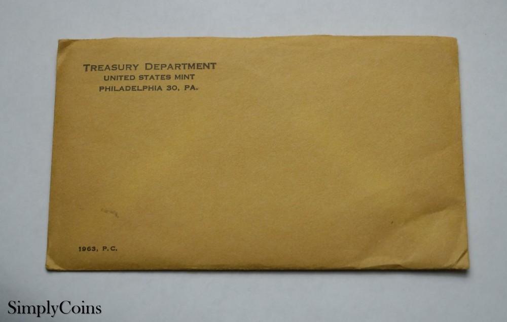 1963 Proof Set US Mint 90% Silver Coin Lot Original Envelope COA