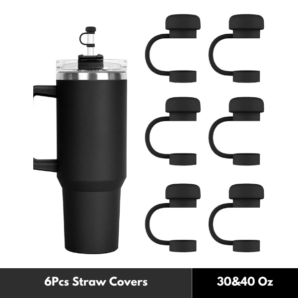 6 piezas 10 mm para taza cubierta de paja Stanley 40 y 30 OZ accesorios, negro reutilizable