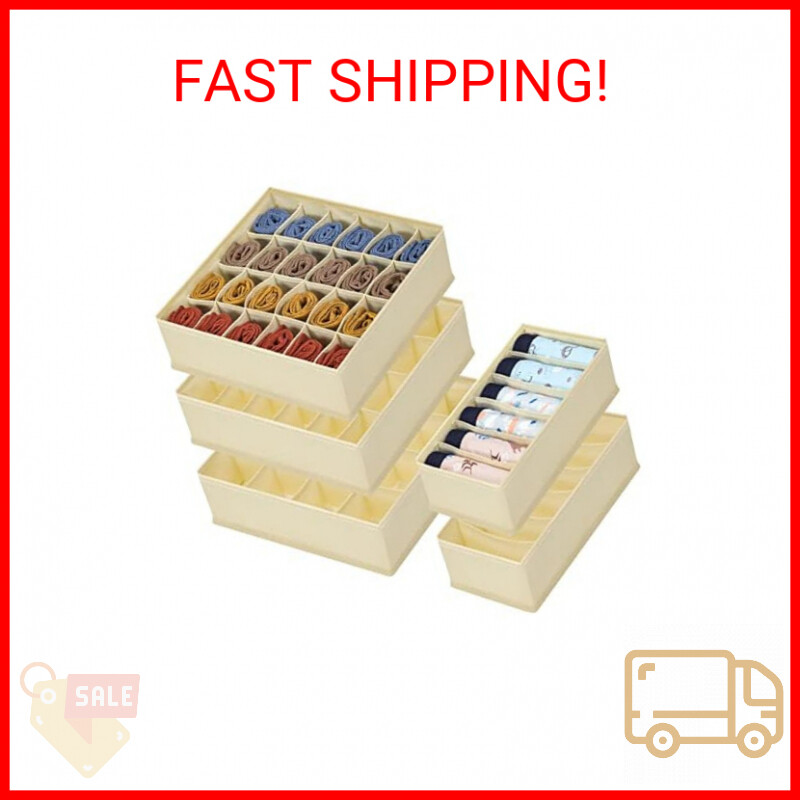 5-Pack Foldable Sock Underwear Organizer Drawer Closet Dividers