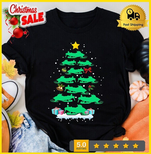 Snowmobile Sled Shirt, Christmas Tree T-Shirt, Xmas Gift For Snowmobile Riding,.