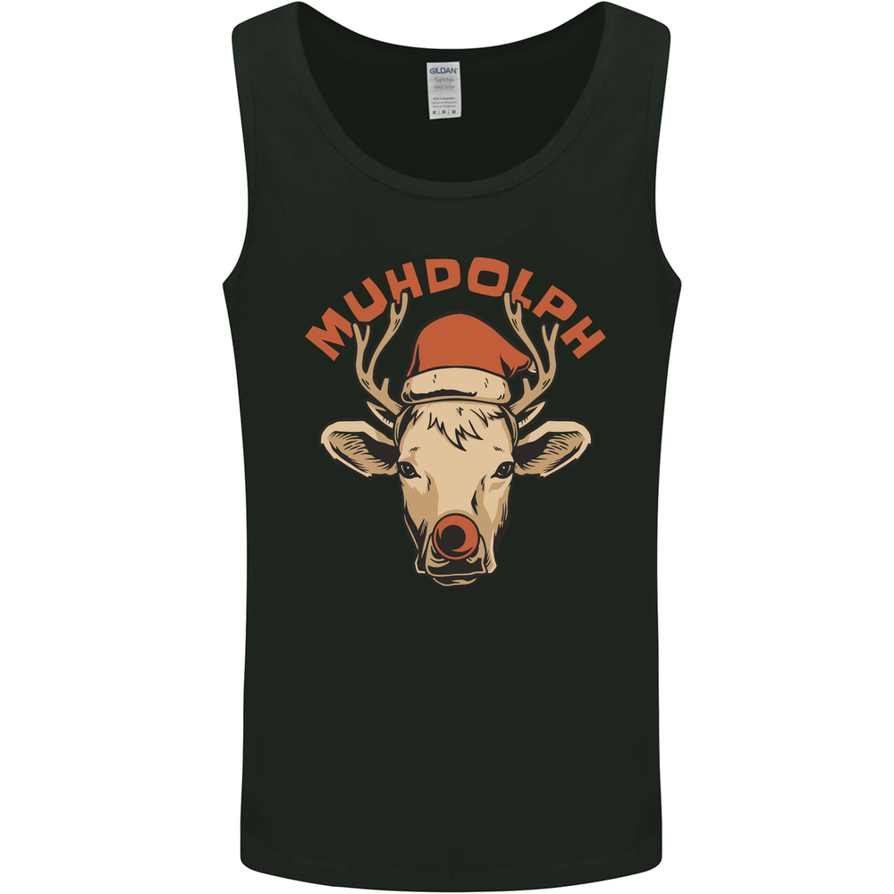 Muhdolf Funny Rudolf Christmas Cow Mens Vest Tank Top