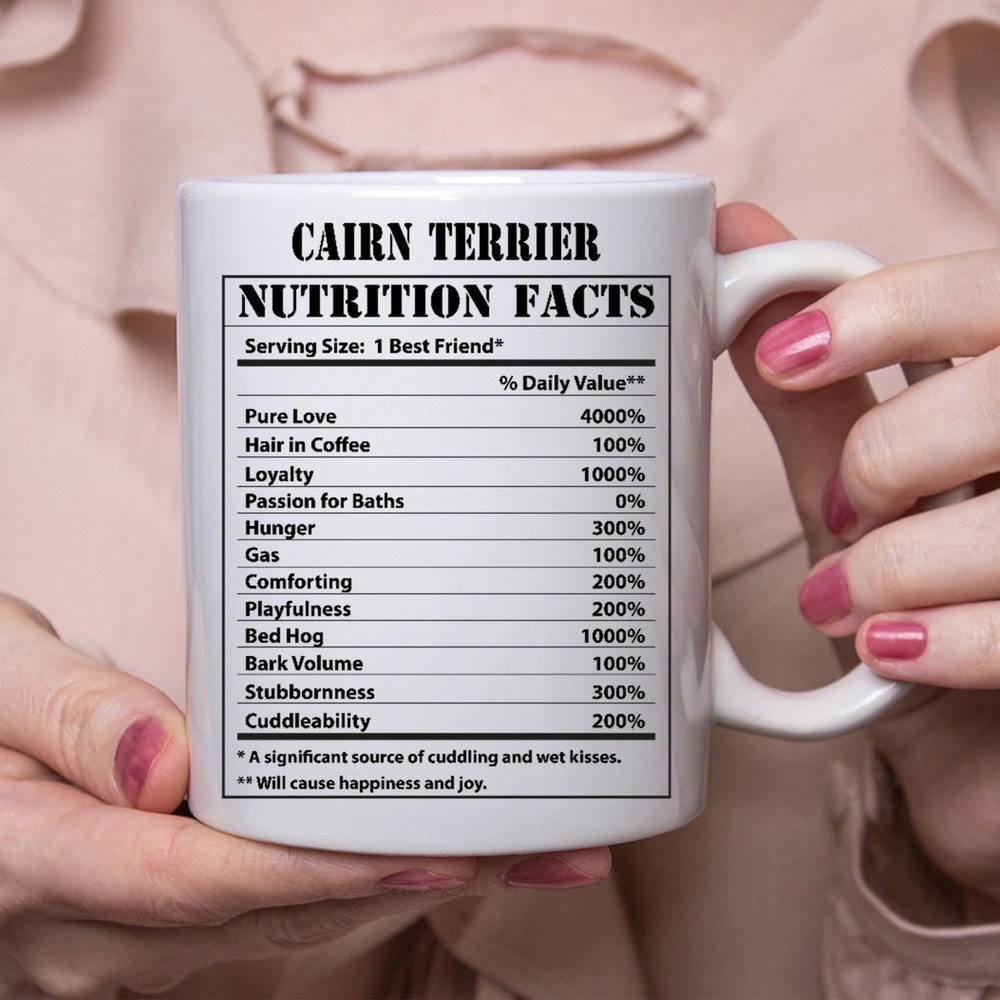 Funny Cairn Terrier Gifts Nutritional Facts White Coffee Mug