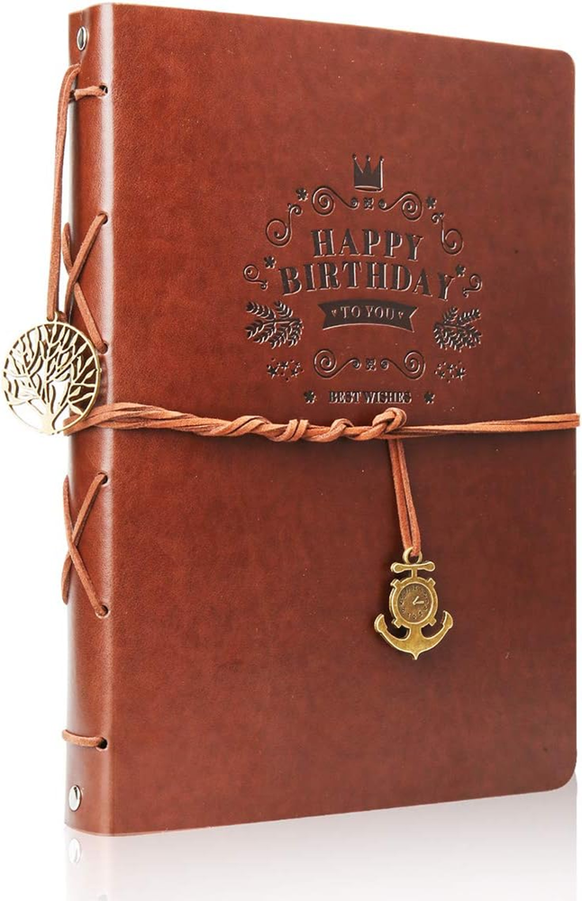 DIY Scrapbook Leather  Vintage Scrap Book Photo Album Birthady Memories Book wit