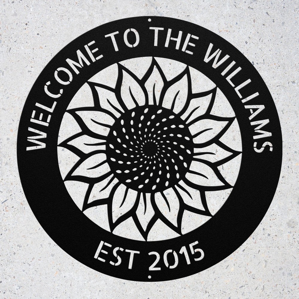 Custom Sunflower Metal Sign Personalized Rustic Farmhouse Wall Art Decor Gift