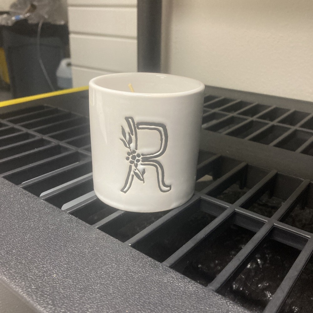 Small 4 oz. Scented Candles, Sandalwood Amber with letter 