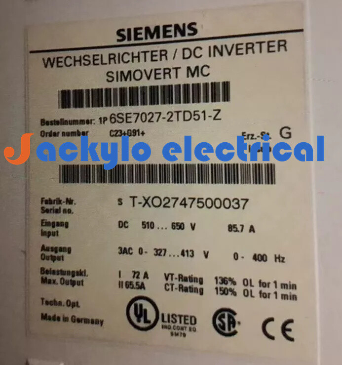 6SE7027-2TD51-Z C23+G91 Frequency Converter 6SE7027-2TD51-Z C23+G91