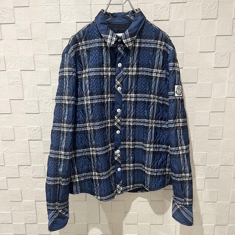 Moncler Gum Blue Quilted Shirt Jacket Regular Fit Domestic