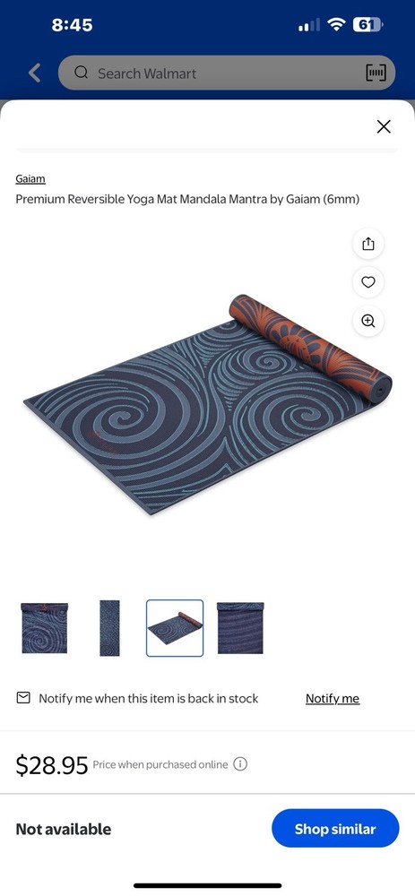 Gaiam 6mm Extra Thick Reversible Non-Slip Printed Yoga Mat for Exercise
