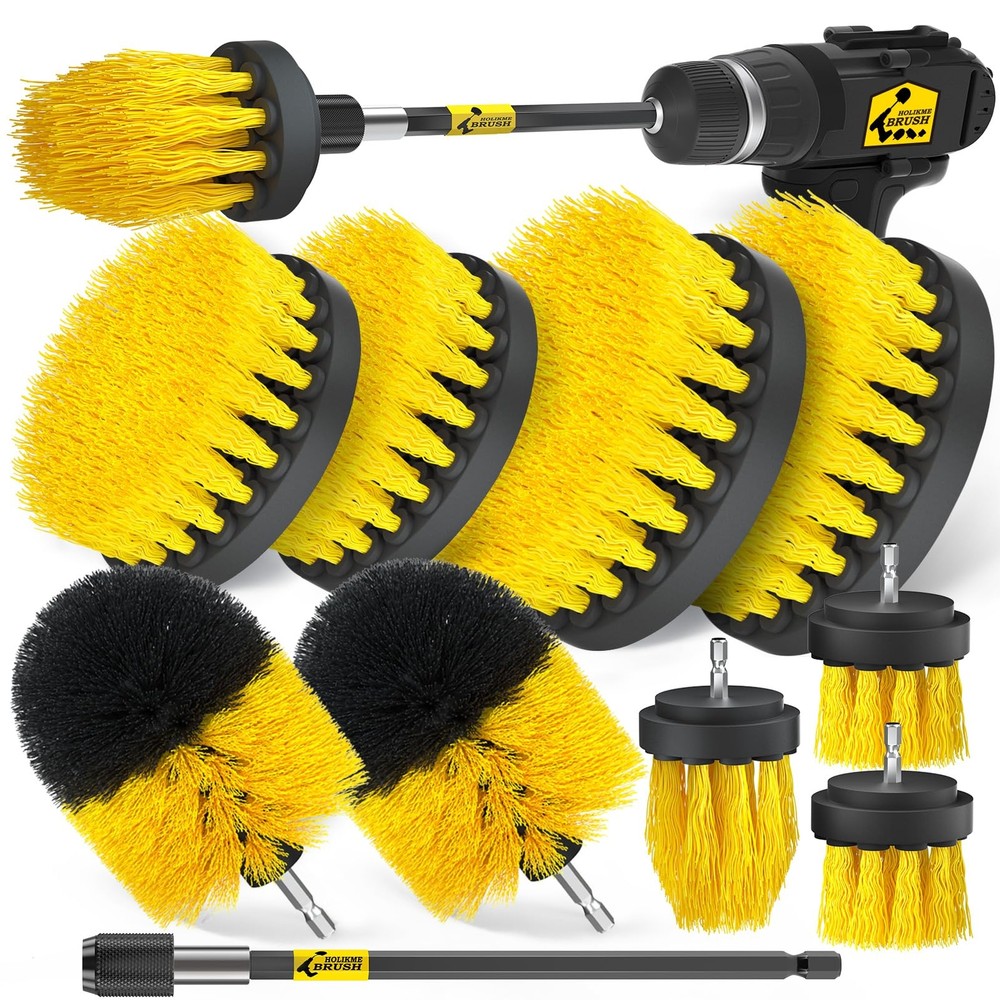 Power Scrubber Drill Brush Set with Long Extendable Attachments