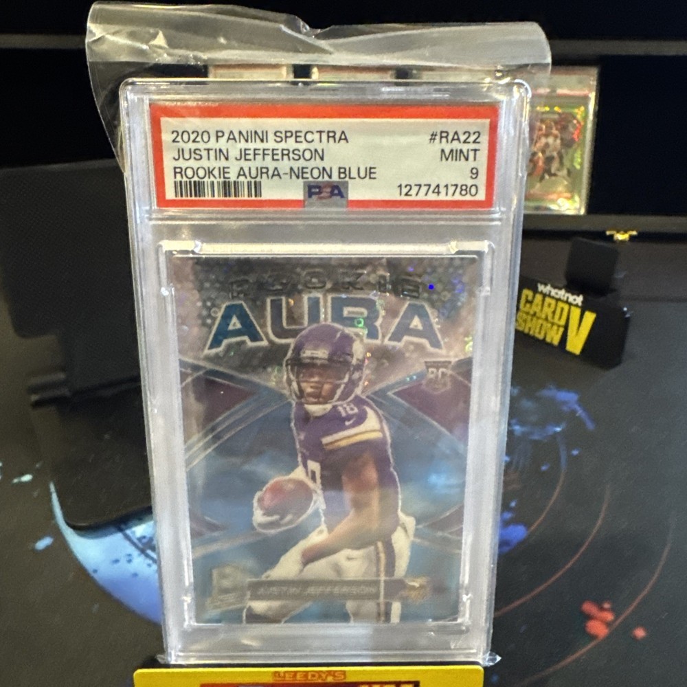 🔥2020 Panini Spectra - Rookie Aura Justin Jefferson #Neon Blue Prizm /50 (RC)