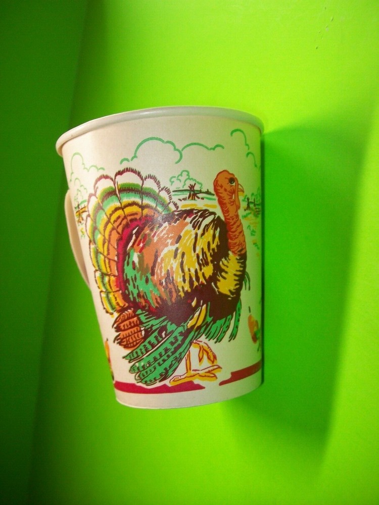 Vintage Thanksgiving 9 oz Hot Beverage Paper Cup with Handles by Beach Products USA