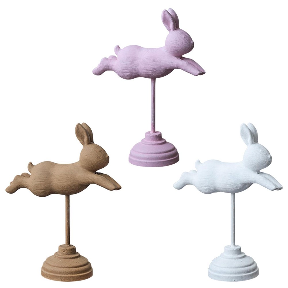 Wooden Rabbit Figurine Easter Decor for Bookshelf Entryway Home Decoration
