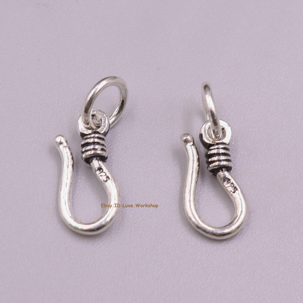 2pcs Real 925 Sterling Silver 8-shaped Clasp Hook DIY Connector Big Buckle 13mm