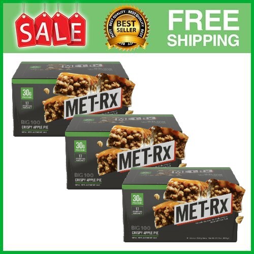 MET-Rx Big 100 High Protein Meal Replacement Bar, Crispy Apple Pie, 27 Packs