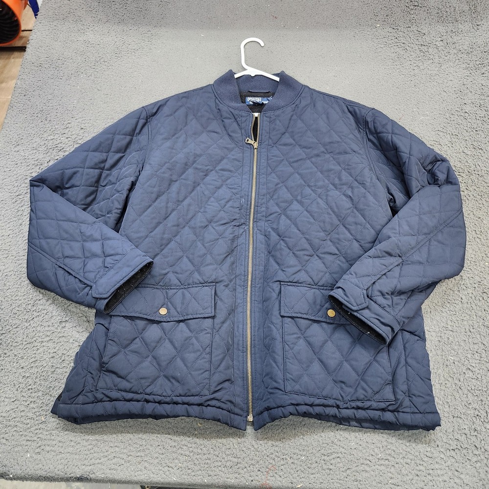Polo Ralph Lauren Jacket Mens 2XL Blue Quilted Full Zip Lined Pockets Insulated