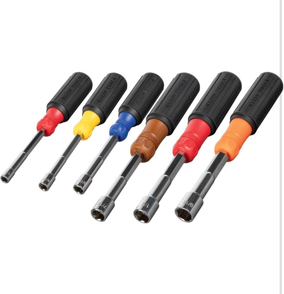 Klein Tools 65411 Color-Coded Hollow-Shaft Heavy-Duty Nut Driver Set, 6-Piece