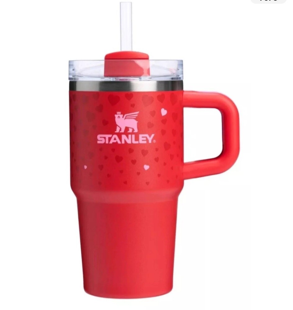 Stanley Cup Valentine’s Day 2025 Ruby Hearts 20 oz with handle Tumbler IN HAND