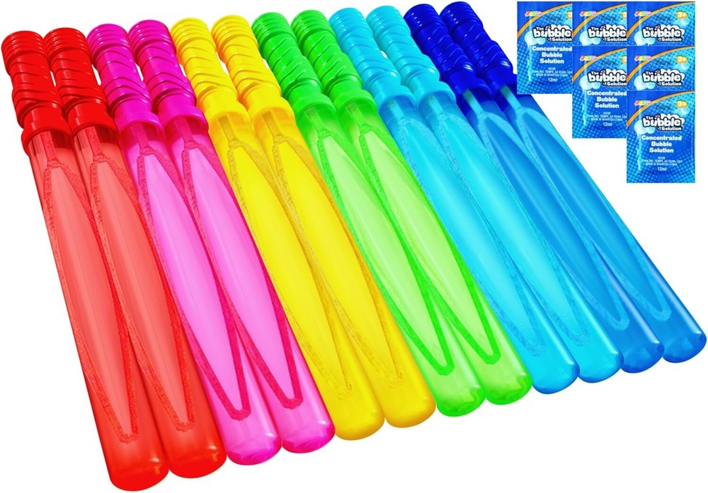 JOYIN 14.6’’ Big Bubble Wands for Kids, 1 Dozen Wand Bulk with...