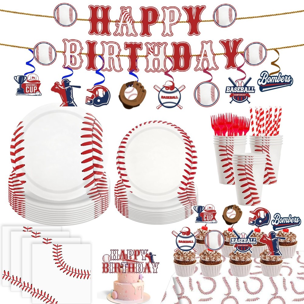 163pcs Baseball Party Decorations, Baseball Birthday Decorations Include Base...