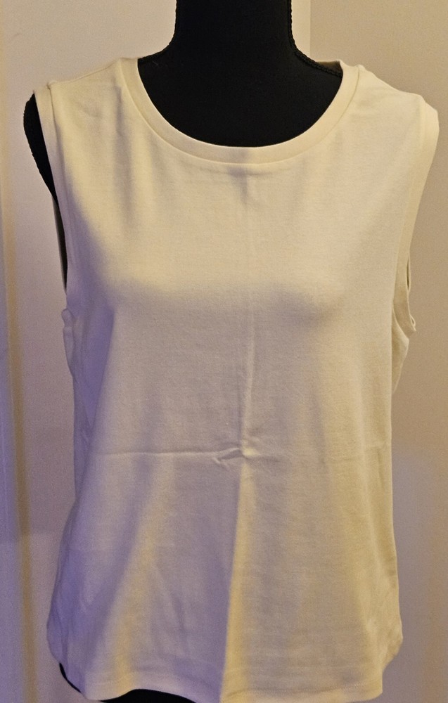 Gap Modern Shell Tank Top Crew Neck Sleeveless Pullover Women  Beige Size XL