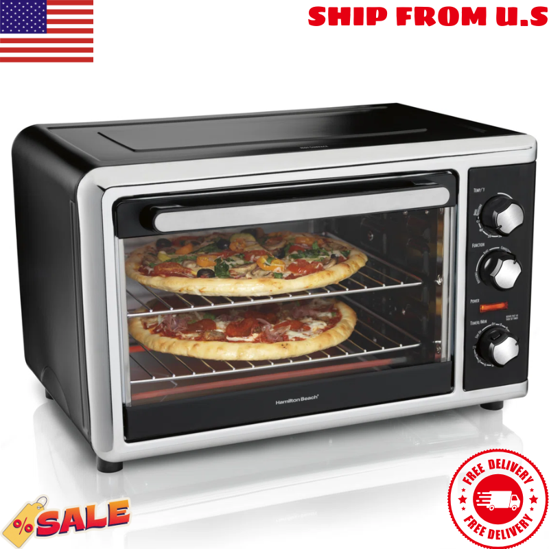 Hamilton Beach Convection Countertop Oven with Rotisserie in Silver Black - New Model