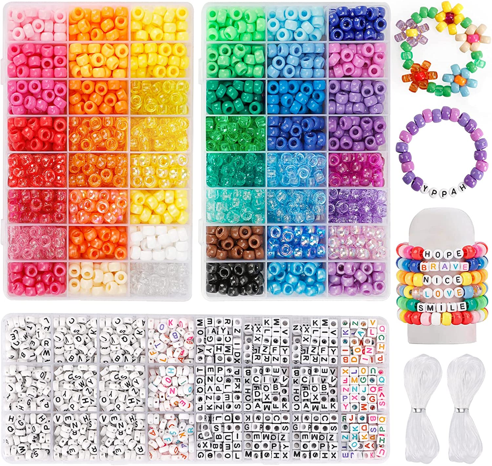 3960 Pcs 48-Color Pony Beads for Friendship Bracelet Making Kit