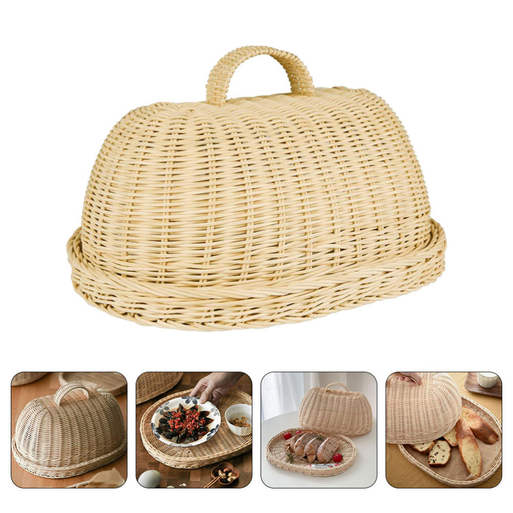 Rattan Woven Food Basket Rattan Snack Serving Platter Drink Platter