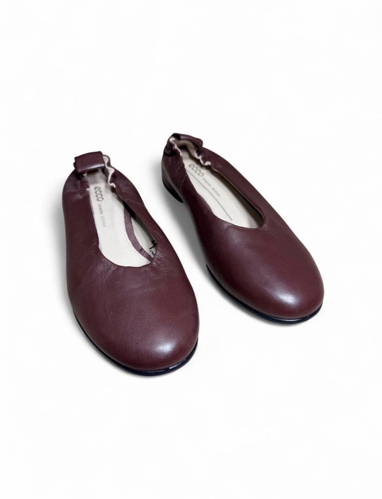 Ecco Burgundy Leather Ballet Flats Womens EU 35 US 4 Minimalist Comfort Shoes