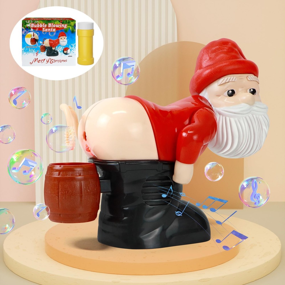 Funny Santa Bubble Butt Machine Toy Automatic Bubble Blower + Music Light Gift