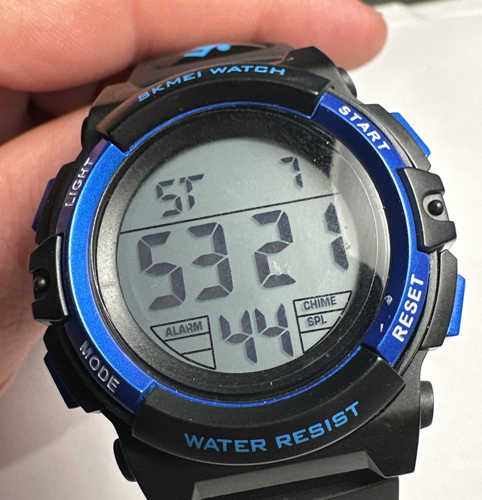 SKMEI 1266 - Sporty  Digital Watch- Blue Multicolor Backlight and Waterproof