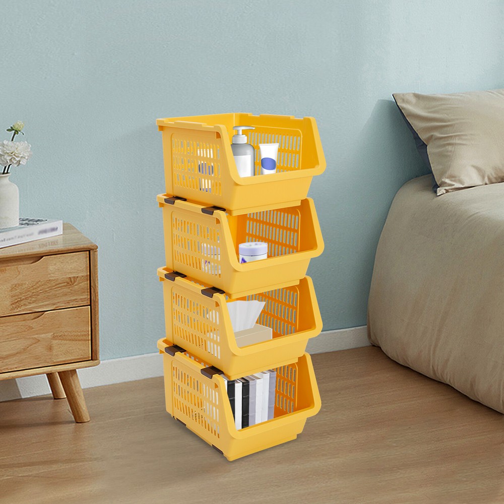 4-Piece Stackable Storage Baskets Organizer Bin Set