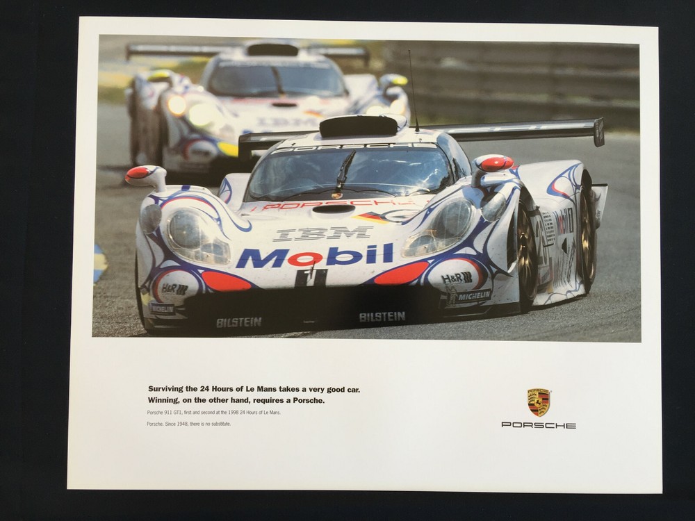 PORSCHE OFFICIAL 993 911 GT1 RACECAR SURVIVING LE MANS POSTER 1998