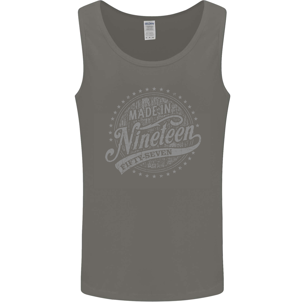 Distressed 68th Birthday Made In 1957 Mens Vest Tank Top Charcoal