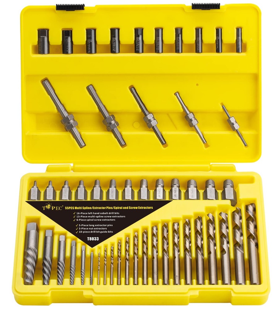 55-Piece Screw and Broken Bolt Extractor Set with Multi-Spline Tools for Easy Removal