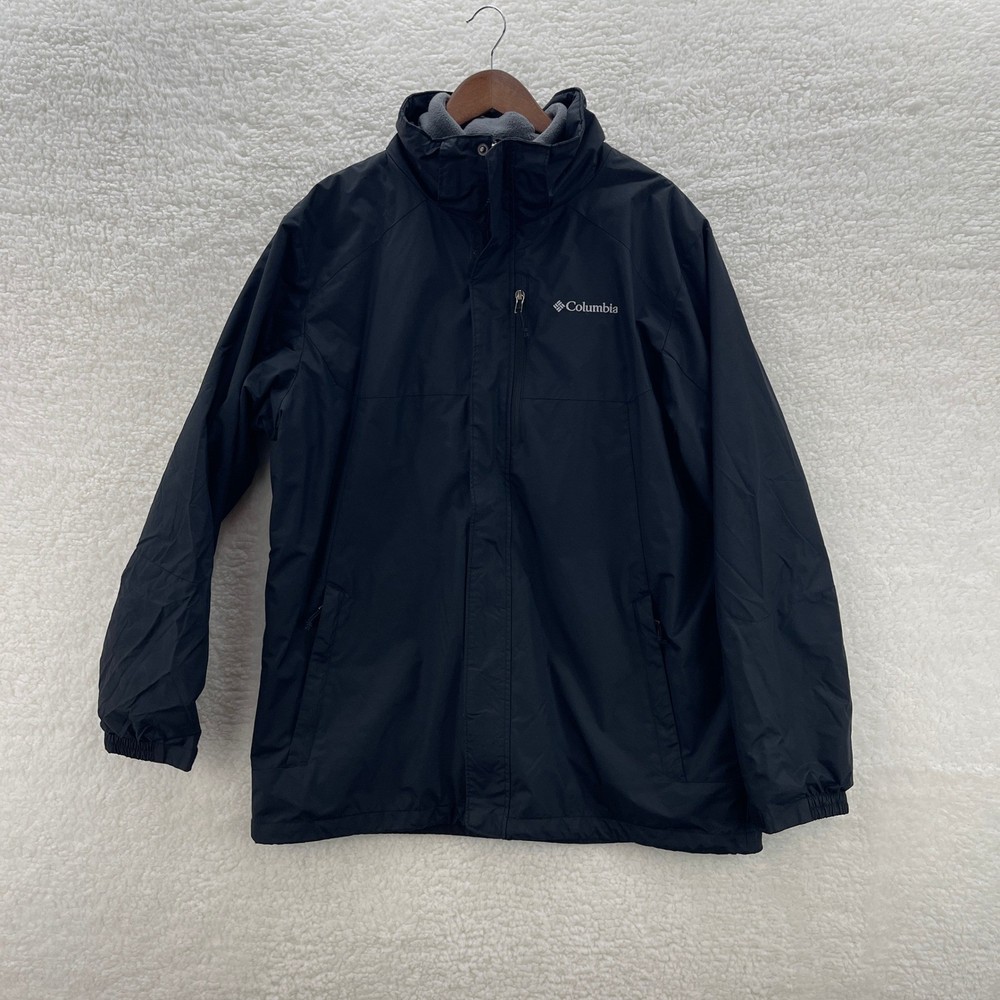 Columbia Jacket Mens Large Black Gray Interchange Fleece Liner Outdoor Gorpcore