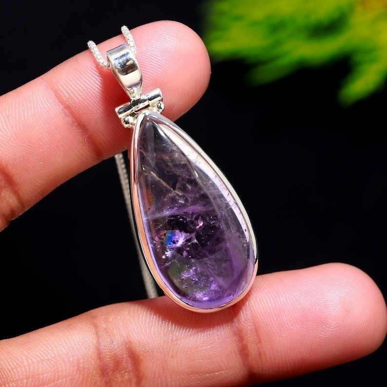 Amethyst Gemstone Pendant Handmade Pendant 925 Sterling Silver Pendant