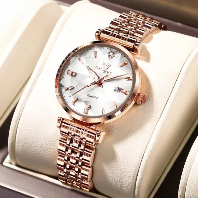 New luxury waterproof brilliant rose gold women's watch