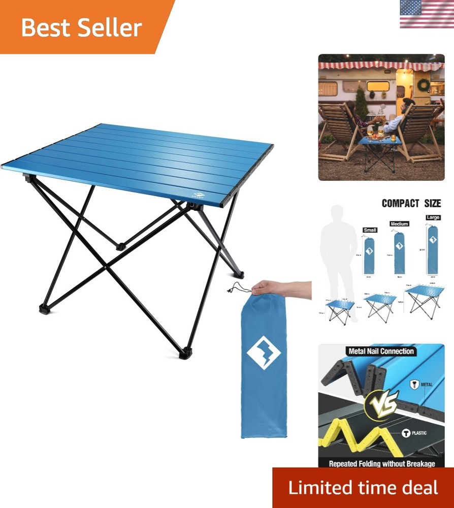 Portable Aluminum Folding Camping Table Supports 66 lbs for Outdoor Picnics